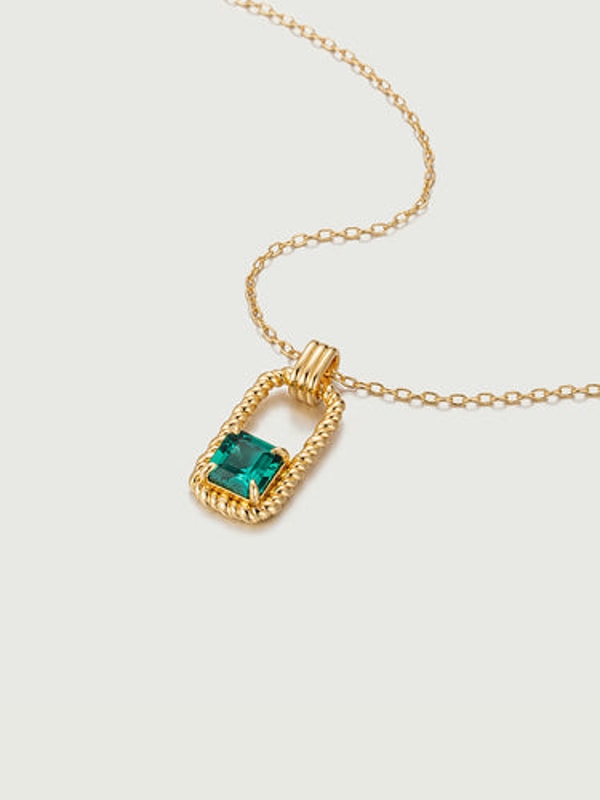 OBY Jewelry Asscher Cut Emerald Twisted Rectangle Necklace Review