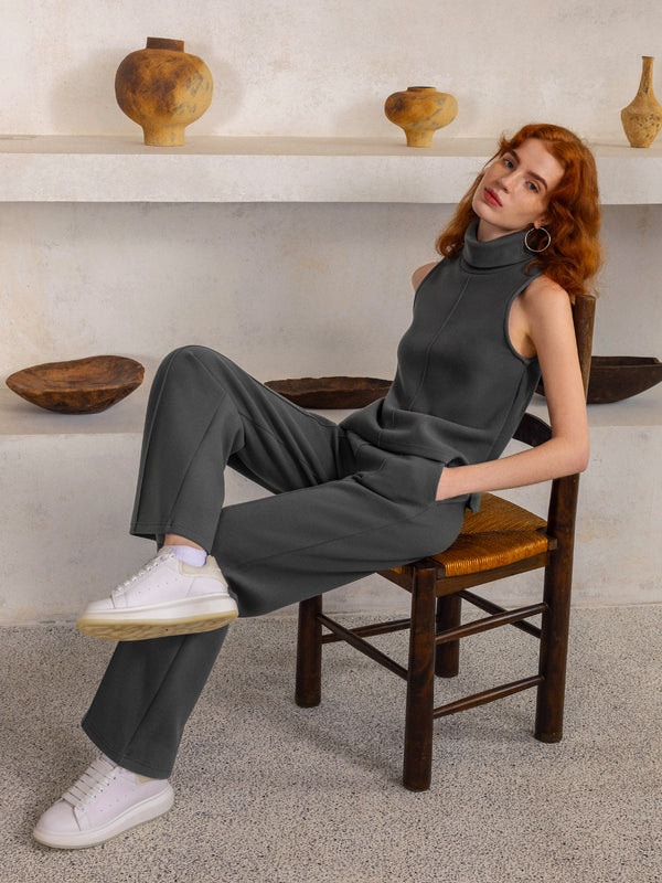 OGLmove 2Pcs Set High Waisted Straight Leg Pant & Split Hem Top Review