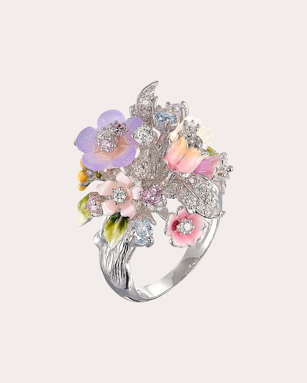 Olivela Diamond & Mother of Pearl Lavender Primrose Bouquet Ring Review