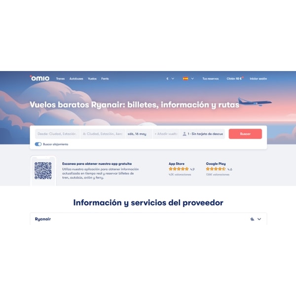 Omio Vuelos baratos Ryanair Rese&ntilde;a