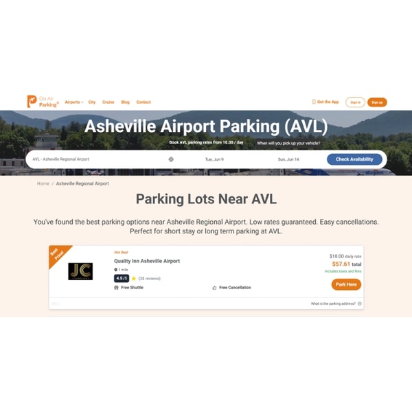 On Air Parking Quality Inn Asheville Airport Review