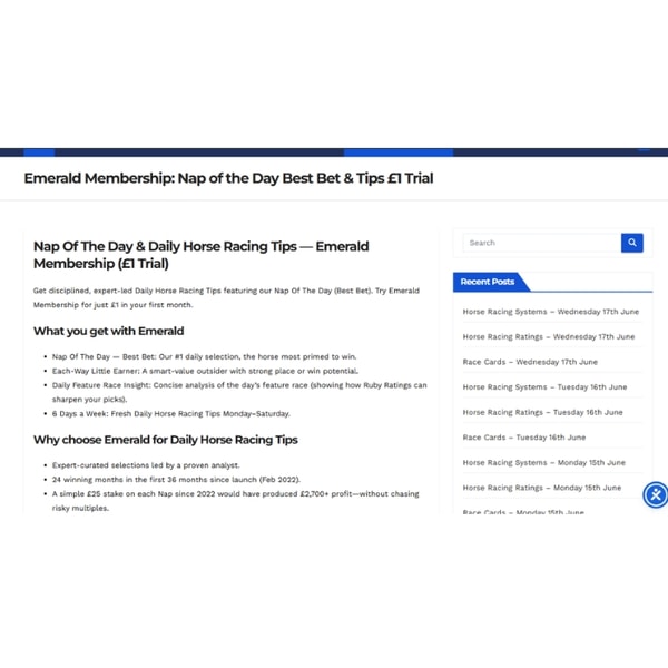 One Stop Racing Emerald Membership Review