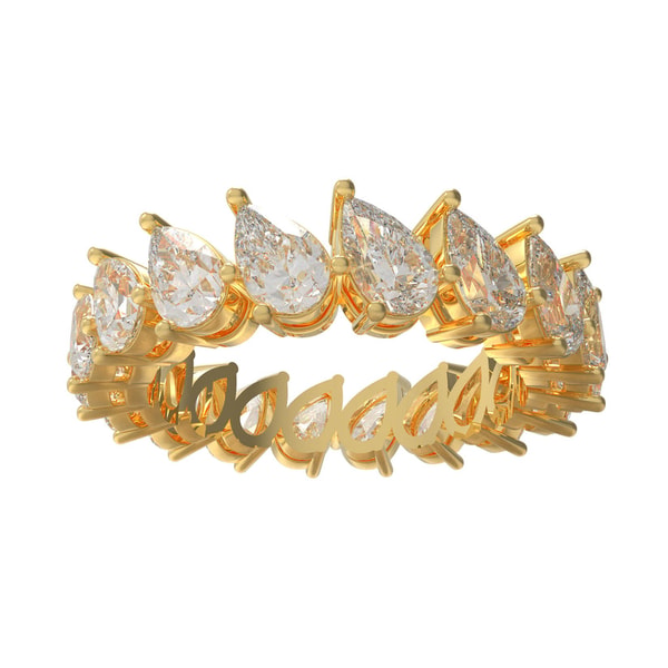 Ophelia Eternity Jewelry 10K/14K Yellow Gold Pear Lab Grown Diamond Eternity Band 3CT Wedding Proposal Anniversary Ring Review