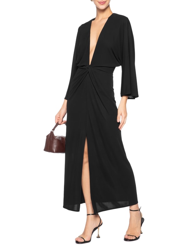 OQVestir Black Jersey Midi Dress Avalia&ccedil;&atilde;o