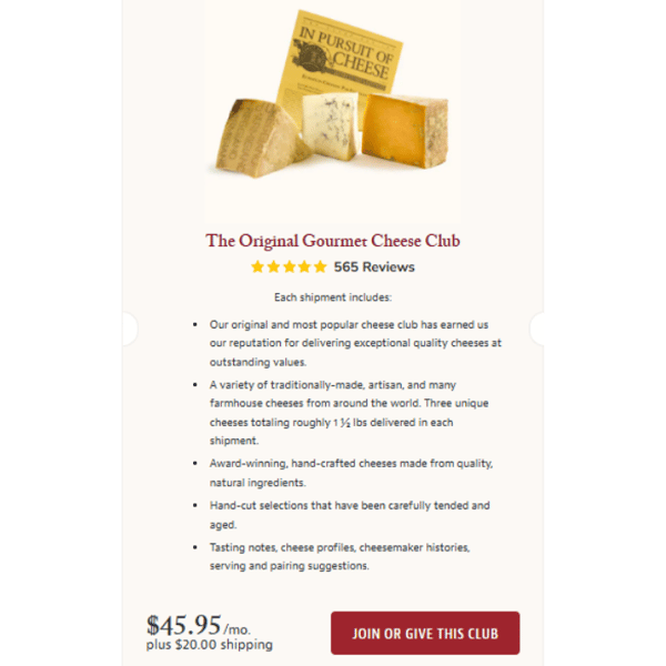 Original Gourmet Cheese Club Review