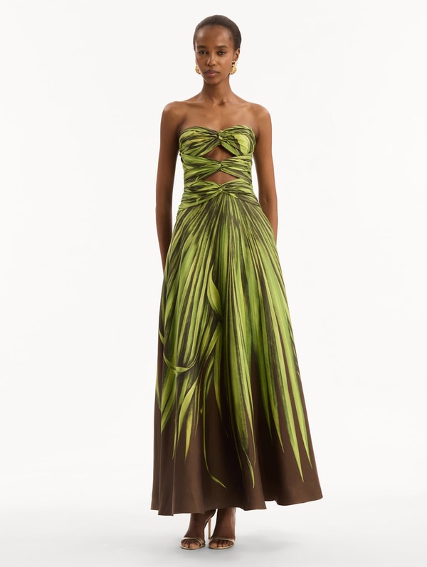 Oscar de la Renta Palm Leaves Silk Twill Cocktail Dress Review