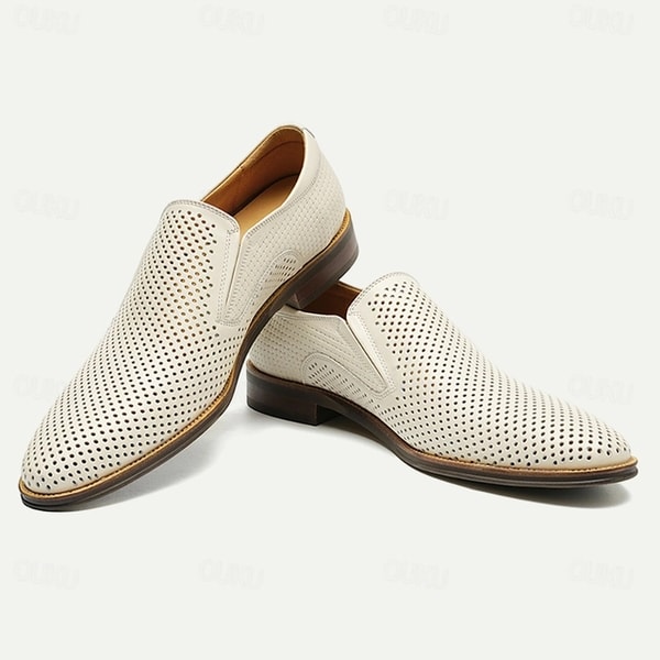OUKU Beige Perforated Leather Loafers Review