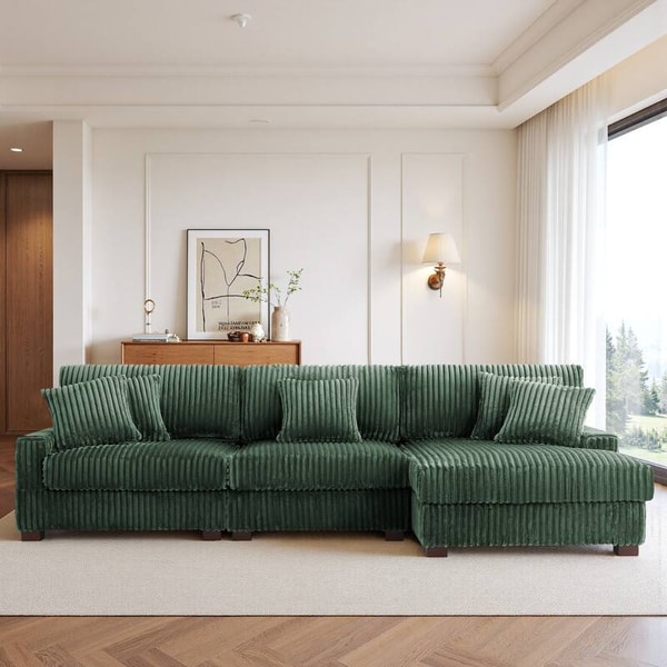 Overstock 118.4"W Plush Modular Sectional Sofa with Pillows Review