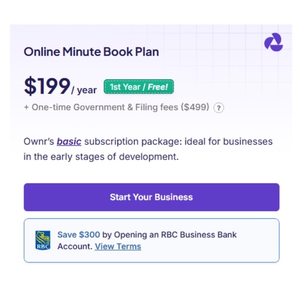 Ownr Online Minute Book Plan Review