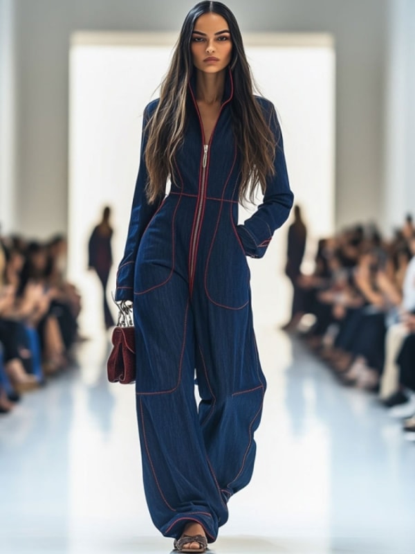 OYROSY Denim Wide Leg Long Sleeve Jumpsuit Reviews