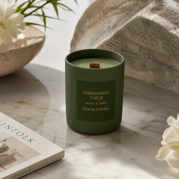 Peach X Pearl Ceremonial Calm: Matcha & Jasmine Candle Review
