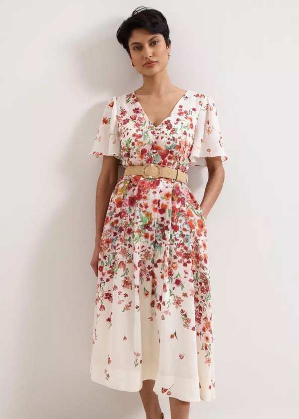 Phase Eight Lovette Linen Blend Cream Floral Midi Dress Review
