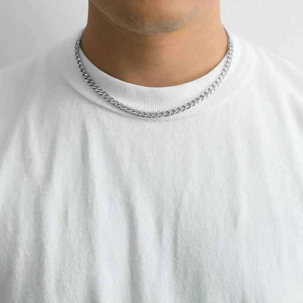 Philip Jones Jewellery Men's 6mm Stainless Steel Cuban Curb Chain Necklace Review