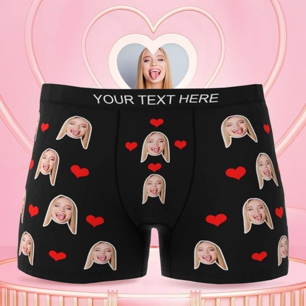 Photo Boxer Men's Custom Face Boxer Shorts Valentine's Day Gifts for Him - Heart