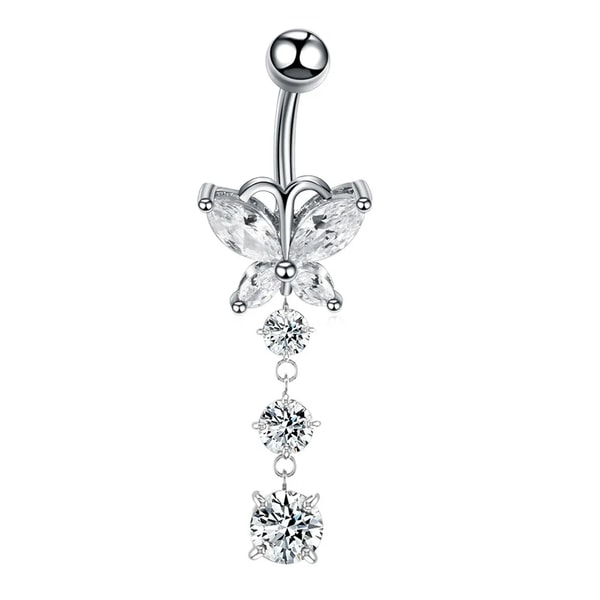 Piercing-Store.com Bauchnabelpiercing Chirurgenstahl 316L Schmetterling mit Kristallanh&auml;nger Bewertung
