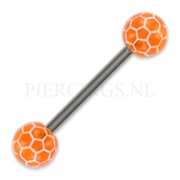 Piercings.nl Tongpiercing acryl voetbal oranje Beoordeling