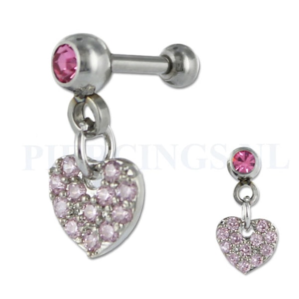 Piercings.nl Helix hangend hart kristal roze Beoordeling