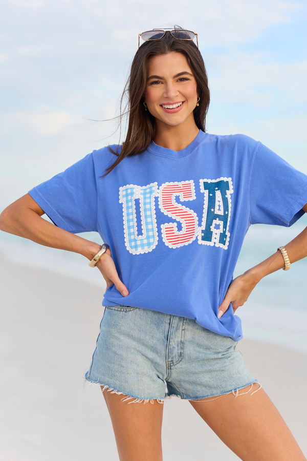 Pink Lily USA Lace Print Blue Graphic Tee Review
