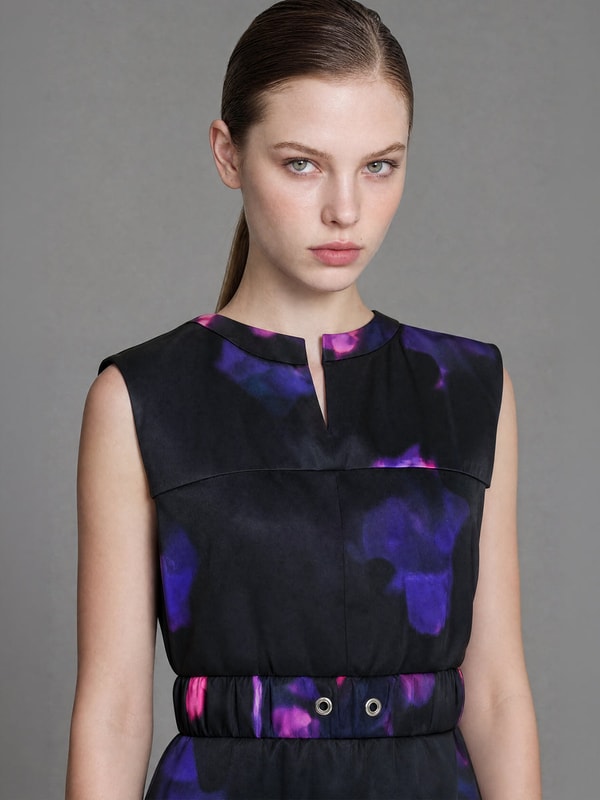 PINK SELFIE Classic Black Floral Print Sateen Dress Review
