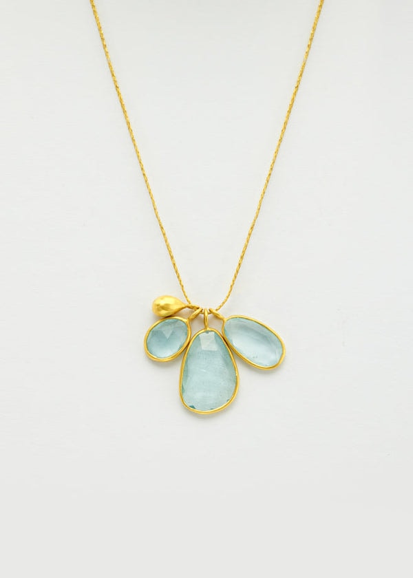 Pippa Small 18kt Gold Aquamarine Triple Collet Set Pendant on Cord Review