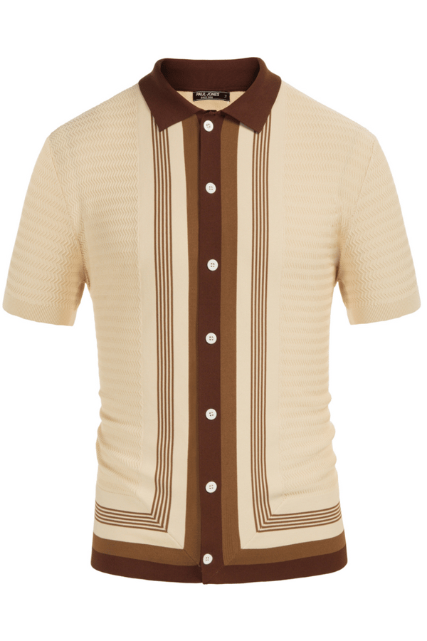 PJ Paul Jones Men Contrast Color Cardigan Sweater Short Sleeve Lapel Button-up Knitwear Review