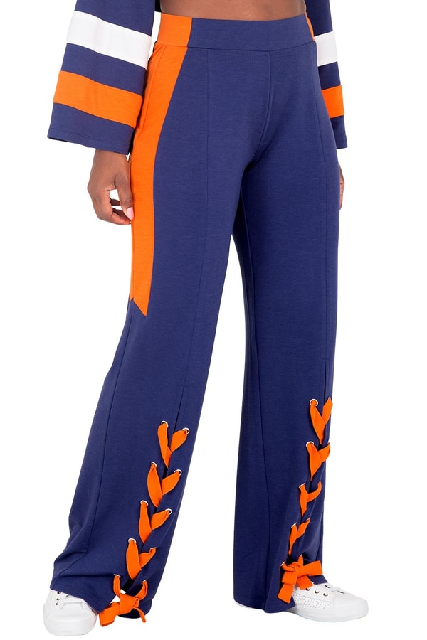 Poetic Justice Vilma Curvy Fit Navy & Orange Flared Pants Review