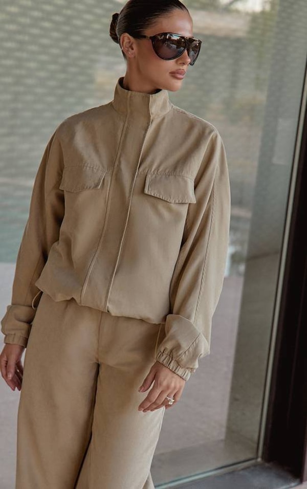 PrettyLittleThing Peach Skin Zip Up Jacket Review