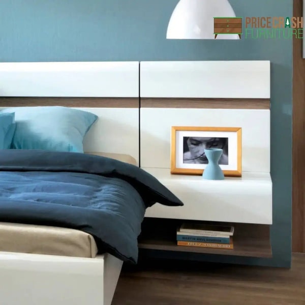 Price Crash Furniture Chelsea Bedroom Bedside Extension For Bed In White Gloss With Oak Trim Review