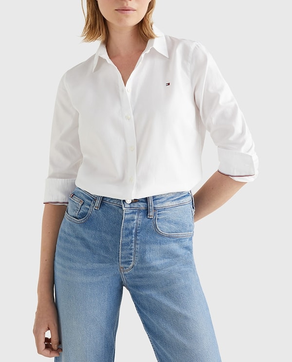 Primeriti Camisa oxford de mujer Tommy Hilfiger en blanco Rese&ntilde;a