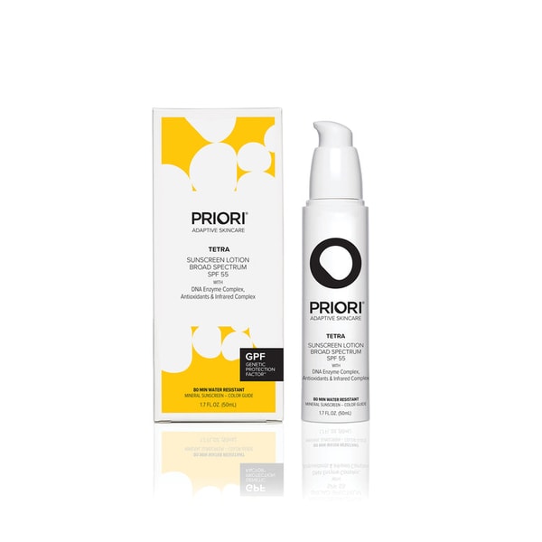 PRIORI Skincare TETRA Broad Spectrum SPF 55 Tinted Sunscreen Lotion Review