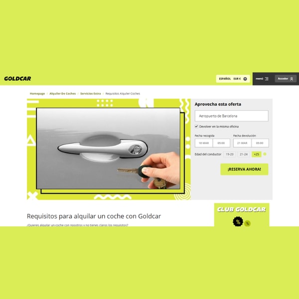 Proceso de alquiler en Goldcar