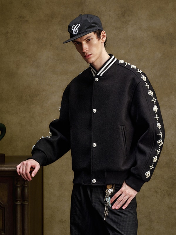 Psylos1 YADcrew Quilted Pearl Beaded Baseball Jacket Reviews