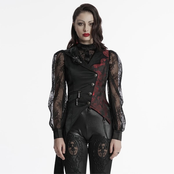 Punk Design Women's Gothic Asymmetric Floral Bat Wing Collar Vest Review