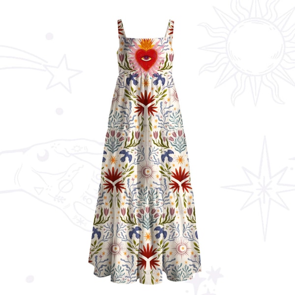 Purple Hecate Sacred Flame Heart Wide Straps Maxi Dress Review