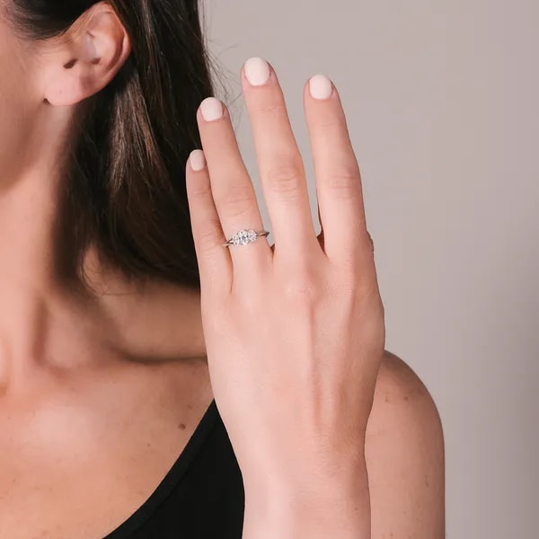 Charles & Colvard Oval Trio Classic Engagement Ring Review