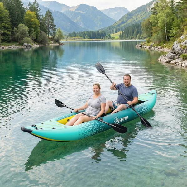 Rackhams Outsunny 2.5' Inflatable Kayak 2-person Sit on Canoe with Paddles Reviews