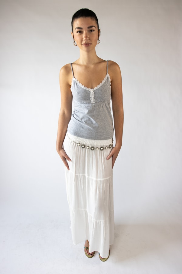 Ragstock Stone Chain Belt Gauze Maxi Skirt Review