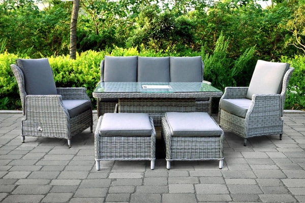 Rattan Furniture Fairy Cambridge Reclining Casual Garden Sofa Dining Set With Rising Table Review