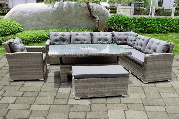 Rattan Furniture Fairy Niagara Deluxe XL Corner Sofa Dining Set With Ice Bucket Rising Table And Armchair Review