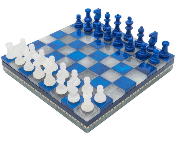 Regency Chess Luxe blauw en wit albasten schaakset Beoordeling