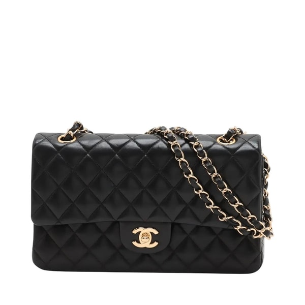 REKLAIM Pre-Loved Classic Double Flap Shoulder Bag Quilted Leather Medium with Gold Hardware, Black Review