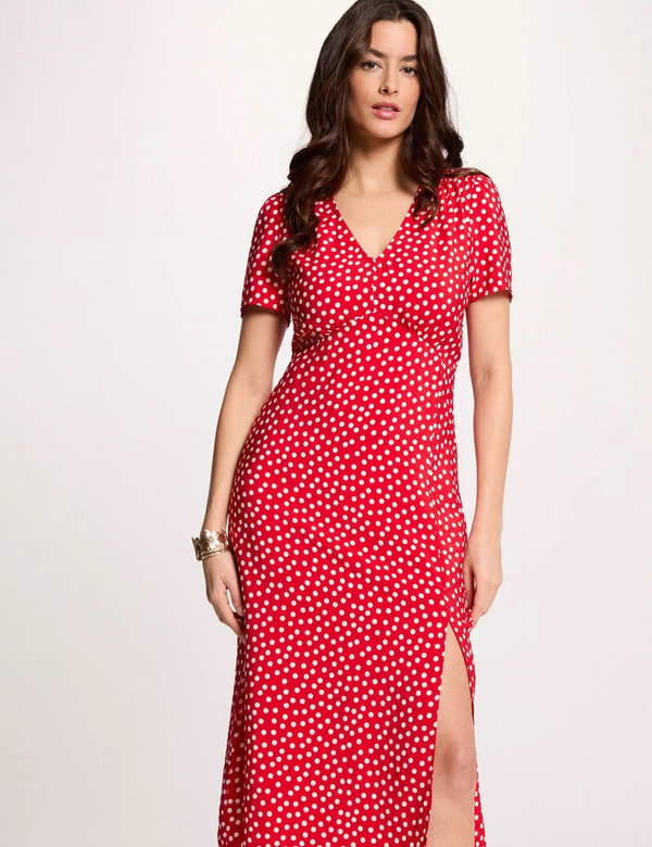 Morgan De Toi Vestido midi con cuello en V Rese&ntilde;a