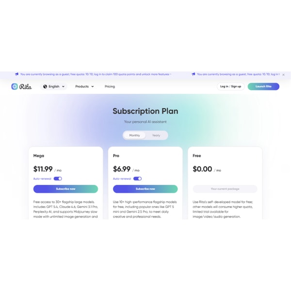 Rita.ai Subscription and Pricing