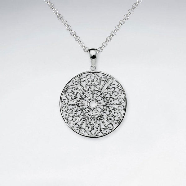 Roano Collection Round Pattern Silver Pendant مراجعة