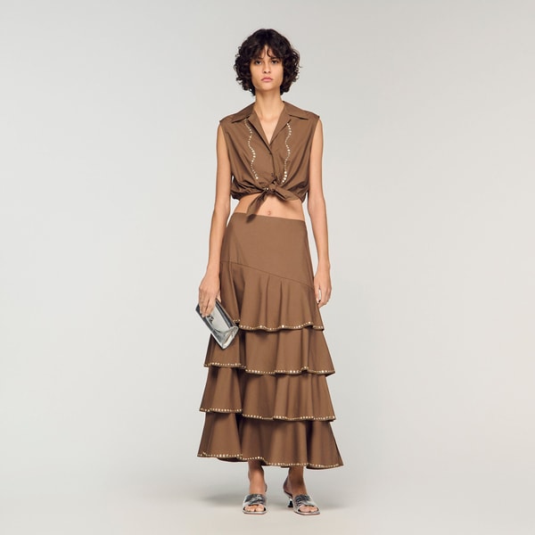 Sandro Paris Maxi ruffled rhinestone skirt Review