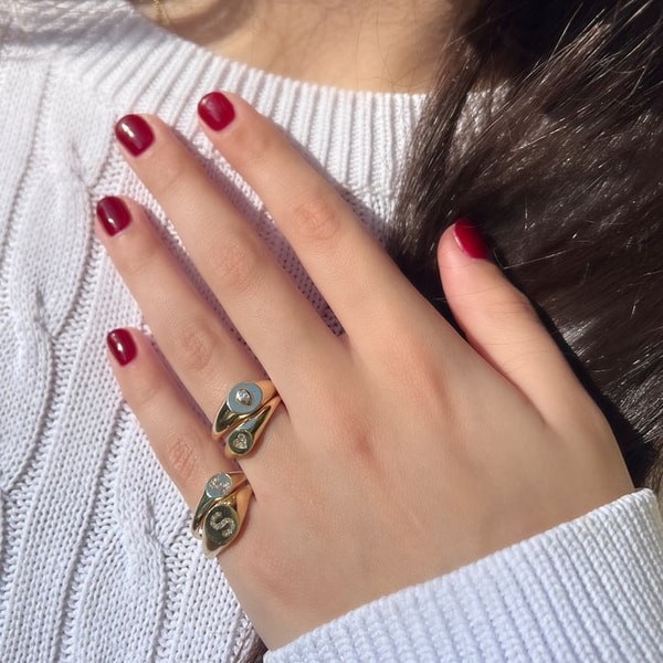Sarah Chloe Lana Mini Pave Diamond Heart Pinky Signet Ring Review