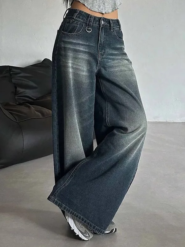 Savana High Waist Vintage Dark Wash Wide Leg Jeans مراجعة
