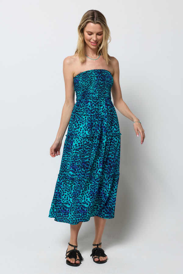 Scamp & Dude Turquoise with Blue Cheetah Bandeau Midi Dress Review