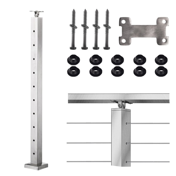 Senmit Surface Mount Cable Railing Post - Stainless Steel 2&rdquo;x2&rdquo; Square Flat top Brushed Finish-SP01 Review