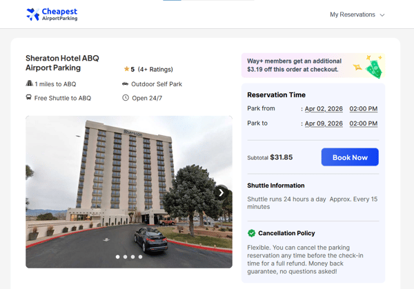 Cheapest Airport Parking Sheraton Hotel ABQ Airport Parking Review